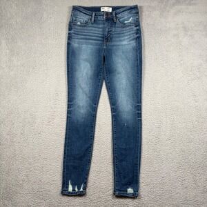 BKE Denim Parker High Rise Ankle Skinny Jeans Womens Size 26x27 Distressed Blue